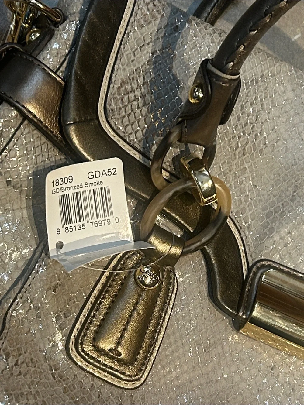 Coach Kristin Embossed Python Metallic Flap Satchel, Style #18309. New with tag